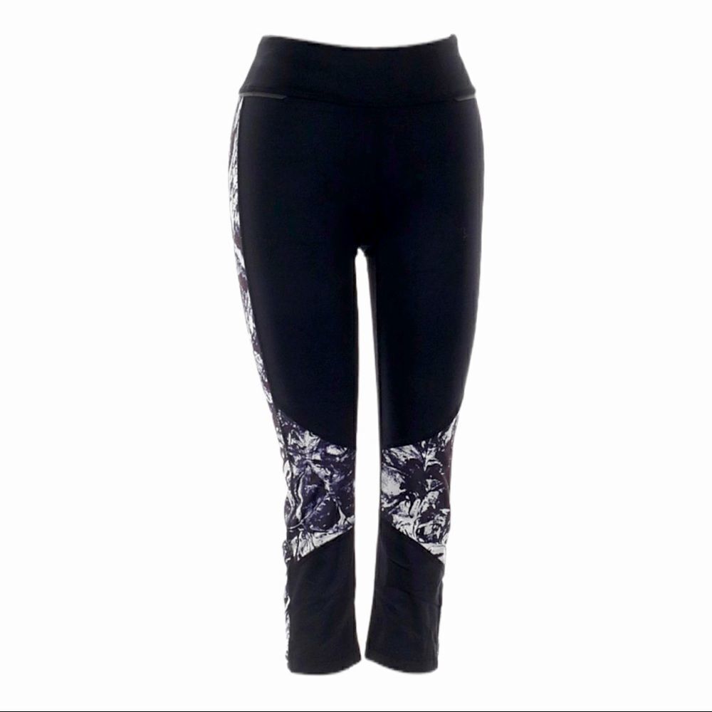 Alala Black Abstract Navy Print Athleisure Ankle Running Leggings Size XS